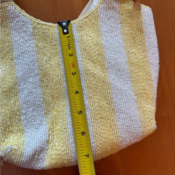 NWT TJ MAXX/ Marshalls viral India yellow striped beaded bag - Picture 8 of 10